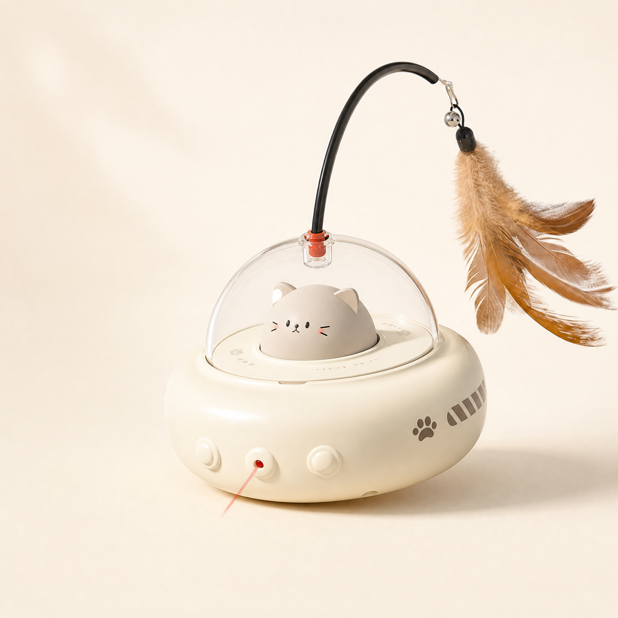 Flutter Auto Feather Teaser on cream studio set